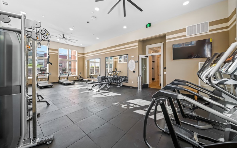 a gym with exercise equipment