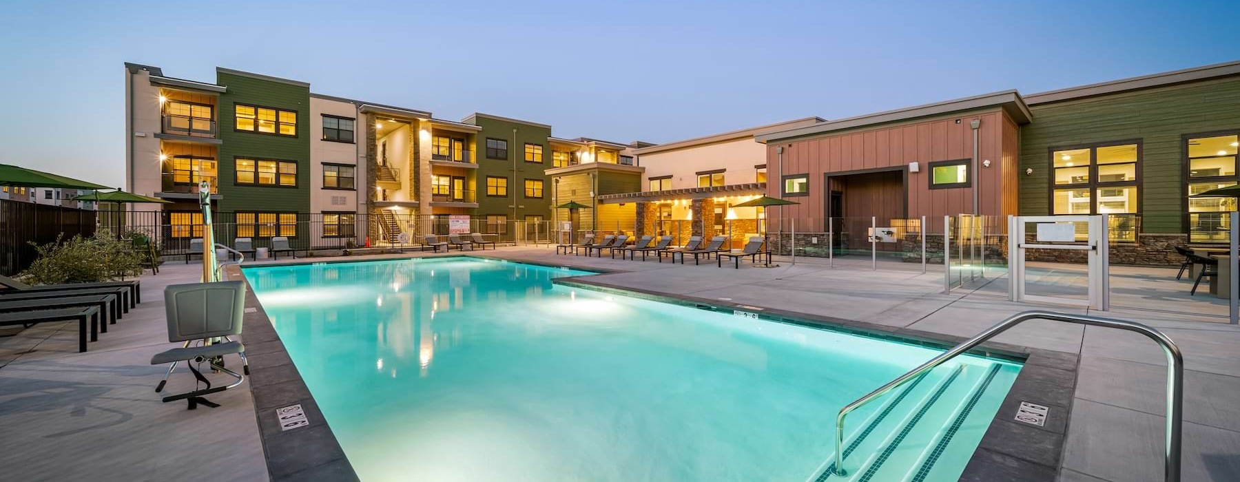 a swimming pool in a courtyard